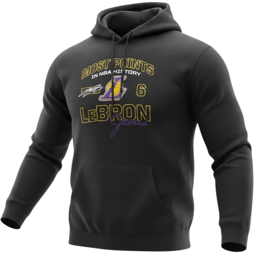 Fanatics LeBron James Most Points NBA History Hoodie Lakers Black Mens L NWT